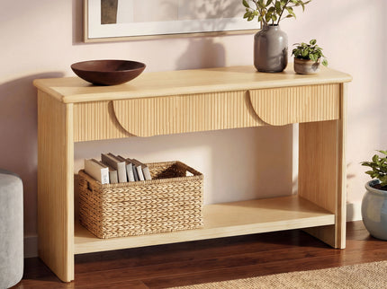 Fluted Console Table With Semi Circular Drawers - Natural