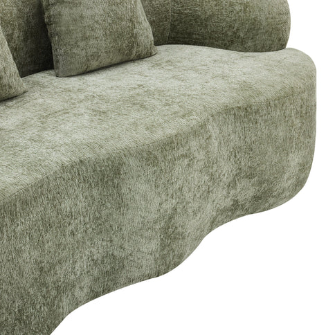 Curved Loveseat Sofa With Round Armrest