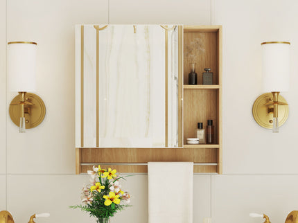 Bathroom Mirror Medicine Cabinet Wall Mounted With Shelves