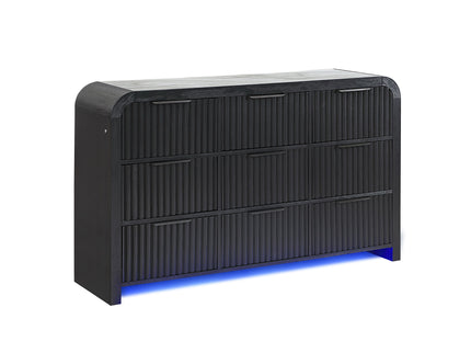 Beverly - Dresser With LED Light, Edge Pulls - White / Black