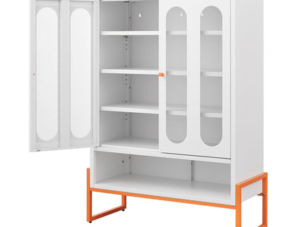 Modern Metal Shoe Cabinet With DoublebSided Doors And Adjustable Partitions