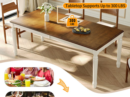 Rectangular Dining Table With Framed Top And Turned Legs - Natural