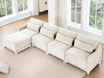 Stylish Sofa With Ottoman And Lumbar Pillows, Ergonomic Design
