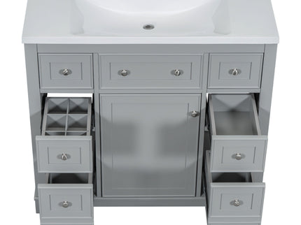 Modern Bathroom Vanity With Sink Combo, 6 Drawers And 1 Cabinet