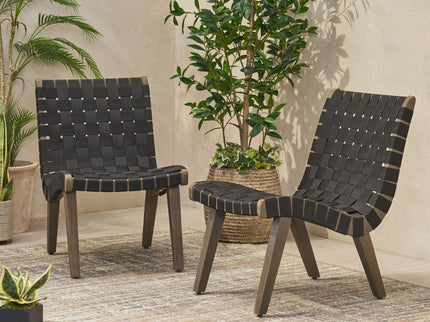 Lounge Chair With Stunning Rope Weave Design, (Set of 2) - Black