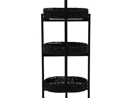 Modern 3 Tier Handwoven Side Table With Oval Organizer
