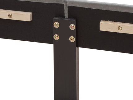 Queen Platform Upholstered Bed Button Tufted With Curve Design, Strong Wood Slat Support - Gray