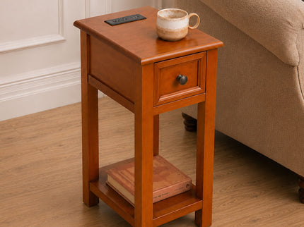 End Table With Drawer And Shelf For Living Room - Walnut