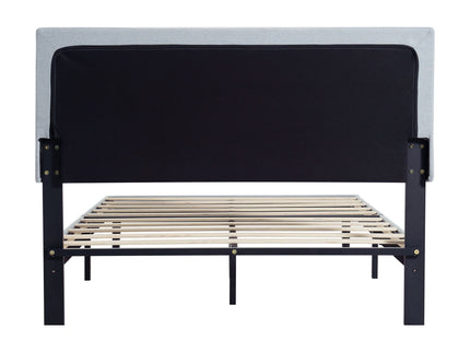 Modern Upholstered Platform Bed Frame With Button Tufted Fabric Headboard