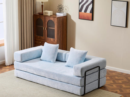 Convertible Floor Sofa Bed With Pillow Back Support Armrest