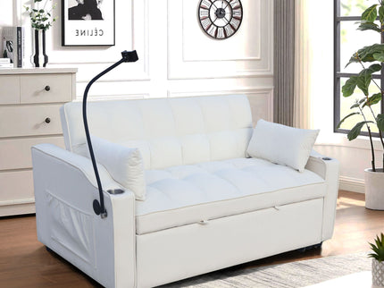 Modern Loveseat Futon Sofa With Pullout Bed, Adjustable Reclining Backrest, Toss Pillows