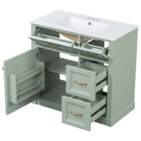 Modern Bathroom Vanity With Sink, 4 Drawers, Soft-Close Door, Adjustable Shelf