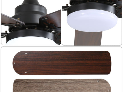 Low Profile Ceiling Fan With Reversible DC Motor, Remote Control, LED Light - Black