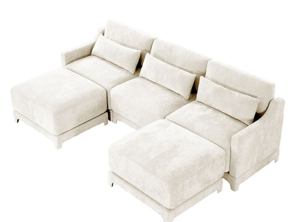 Stylish Sofa With Ottoman And Lumbar Pillows, Ergonomic Design