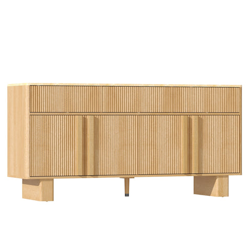 Sideboard Buffet Cabinet With 3 Drawers And 4 Doors For Dining Room