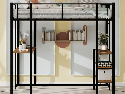 Bunk Bed With L-Shaped Desk And Dual Side Stairs