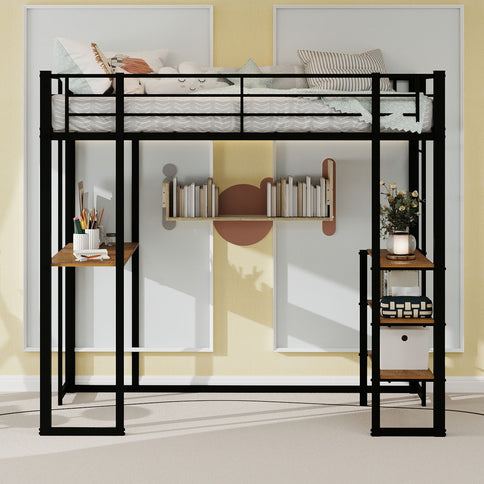Bunk Bed With L-Shaped Desk And Dual Side Stairs