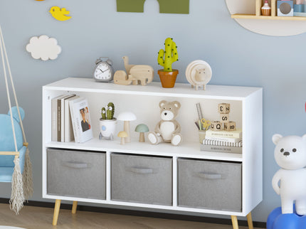 Bookcase With Collapsible Drawers, Book Display Organizer