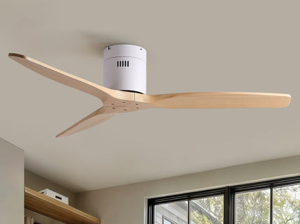Low Profile Flush Ceiling Fan Without Light - Matte White / White