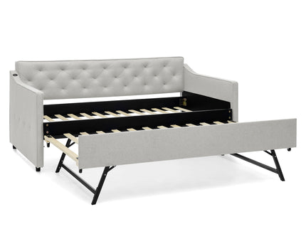 Daybed With Pop Up Trundle And USB Charging Armrest