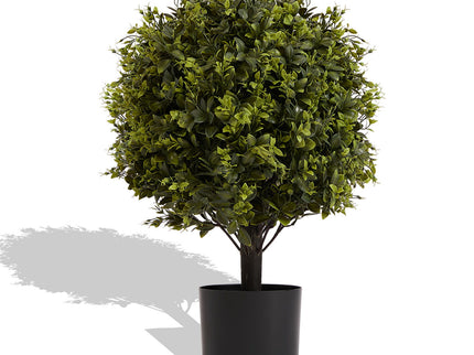 Artificial Ball Topiary Tree Decoration In Pot (Set of 2) - Green