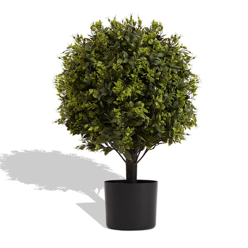 Artificial Ball Topiary Tree Decoration In Pot (Set of 2) - Green