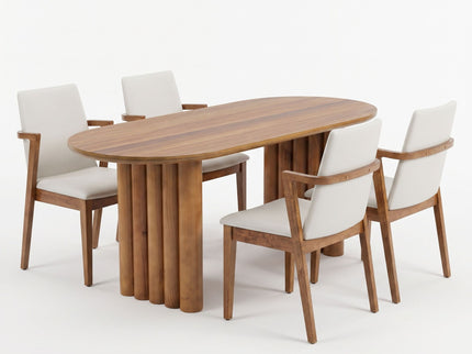 5 Piece Indoor Dining Set With Oval Table And Chairs