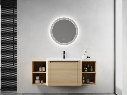 Wall Mounted Bathroom Vanity With Sink, Storage Shelves & Soft Close Door