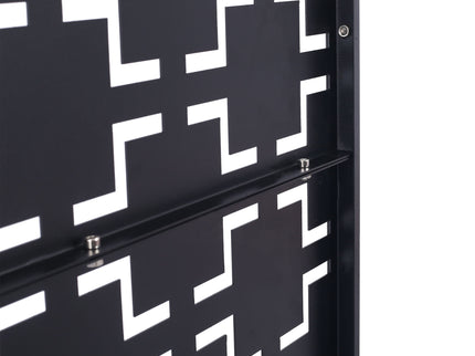 Outdoor / Indoor Privacy Screen Metal Privacy Screen, Freestanding Decorative Privacy Screen For Deck Balcony Patio - Black