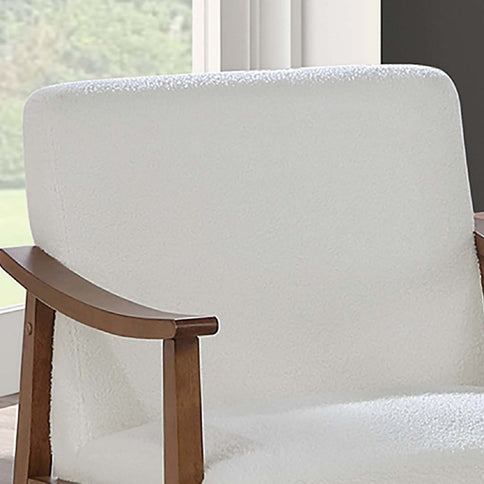 Upholstered Accent Chair With Frame Low Profile Seating For Living Room - White