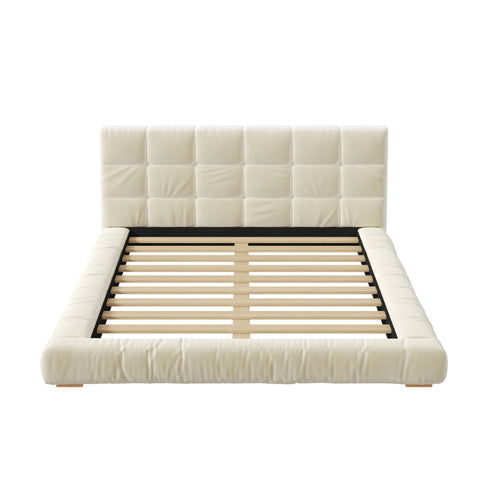 Upholstered Platform Bed Frame With Tufted Headboard