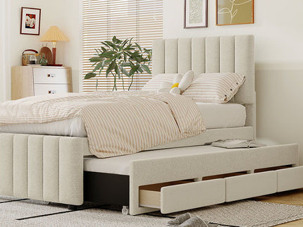 Upholstered Design Platform Bed With Trundle