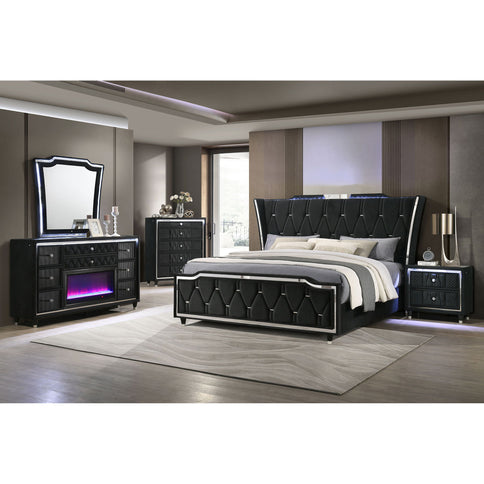 Mika - 2 Drawer LED Nightstand With USB