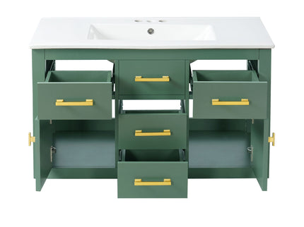 Wall Mounted Bathroom Cabinet With Sink, Multiple Drawers And Doors - Green
