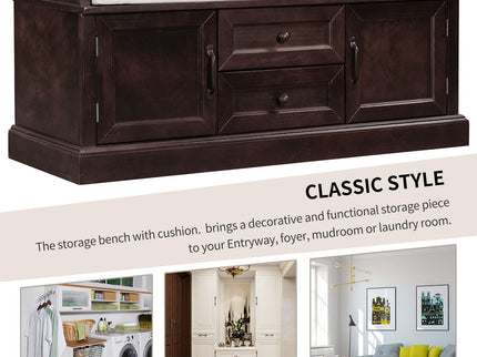 Hearth & Haven Daisy - Storage Bench With 2 Drawers And 2 Cabinets