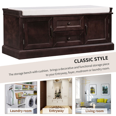 Hearth & Haven Daisy - Storage Bench With 2 Drawers And 2 Cabinets