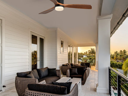 Indoor Ceiling Fan With Lights, Reversible DC Motor, Remote Control - Black