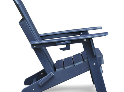 Folding Outdoor Adirondack Chair For Relaxing, Hdpe All-Weather Fire Pit Chair, Patio Lawn Chair For Outside Deck Garden Backyardf Balcony - Navy Blue