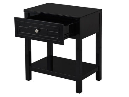 Dylan - Wooden End Side Table Nightstand With Glass Top And Drawer