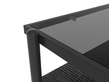 Rectangle Coffee Table With Tempered Glass Top And Legs, Modern Table For Living Room