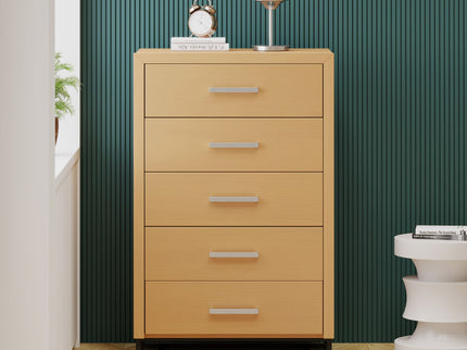 Borah - Contemporary Wood 5 Drawer Dresser - Natural