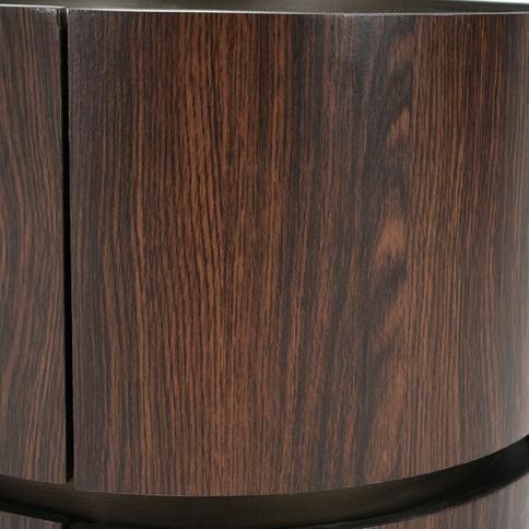 Elegant Italian High Grade Double Layer Storage Round Side Table - Brown / Black