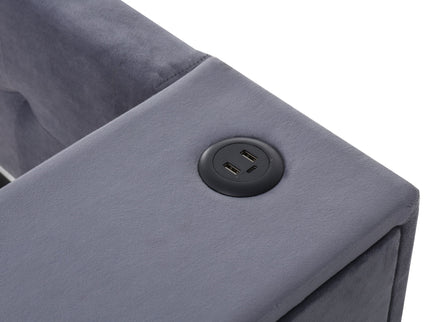 Upholstered Bed With Storage And Twin Trundle, USB Charging Ports