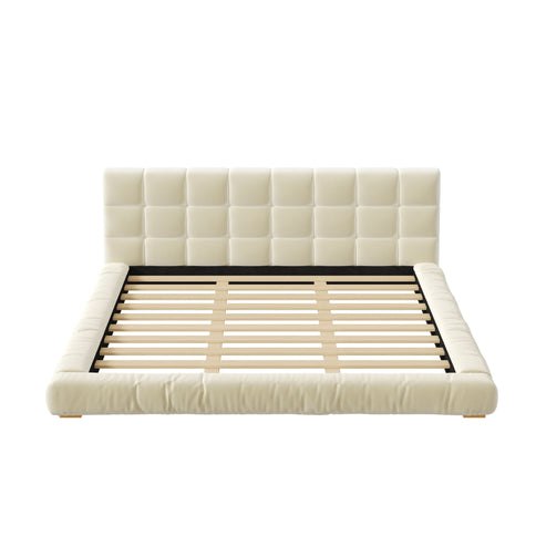 Upholstered Platform Bed Frame With Tufted Headboard