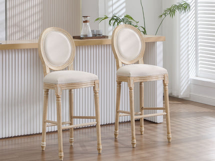 French Country Bar Chairs & Round Back (Set of 2)