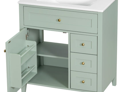 Bathroom Vanity With Sink, 3 Drawers And Adjustable Shelf