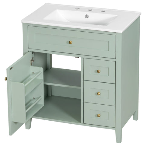 Bathroom Vanity With Sink, 3 Drawers And Adjustable Shelf