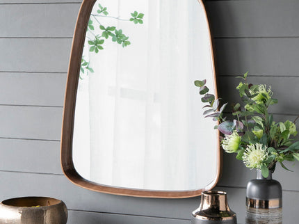 Irrgeular Mirror With Wood Frame, Wall Mirror For Living Room Bathroom Entryway - Brown