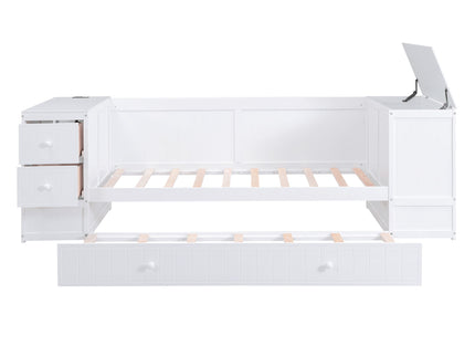Daybed With Storage Arms, Trundle And Charging Station