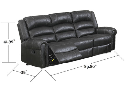 Power Reclining Sofa With Built In USB Port - Black